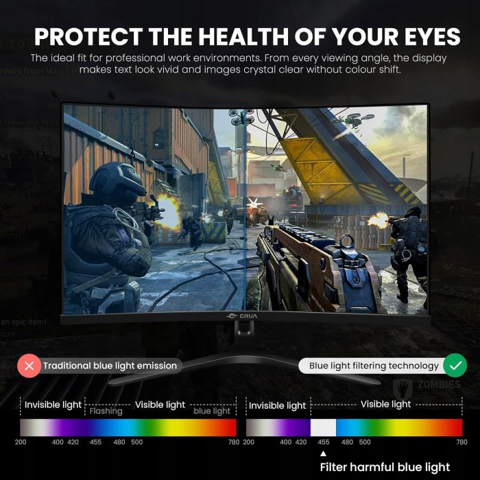 CRUA 27-calowy zakrzywiony monitor180 Hz bezramkowy 1080P 1800R